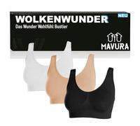 MAVURA WOLKENWUNDER Das Wunder Wohlfühl Bustier - Nahtloser Damen BH Ersatz - komfortabler BH bügellos - schwarz/weiß/beige - 3er Set, ohne bügel (Größe 2XL)