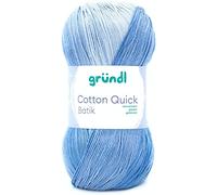 Max Gründl, Cotton Quick Batik Garn, Wolle, 100% Baumwolle (mercerisiert, gasiert) (1 Knäuel, hellblau-mittelblau-dunkelblau)