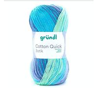 Max Gründl, Cotton Quick Batik Garn, Wolle, 100% Baumwolle (mercerisiert, gasiert) (1 Knäuel, hellblau-violett-apfelgrün)