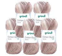Max Gründl, Cotton Quick Batik Garn, Wolle, 100% Baumwolle (mercerisiert, gasiert) (5 Knäuel, natur-braun-beige)