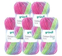 Max Gründl, Cotton Quick Batik Garn, Wolle, 100% Baumwolle (mercerisiert, gasiert) (5 Knäuel, orange-grün-blau-violett)