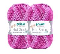 Max Gruendl, Hot Socks Malcesine 4-fach, Wolle (75% Schurwolle (superwash), 25% Polyamid) (2 Knäuel, fuchsia multicolor)