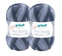 Max Gruendl, Hot Socks Malcesine 4-fach, Wolle (75% Schurwolle (superwash), 25% Polyamid) (2 Knäuel, graphit multicolor)