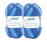 Max Gruendl, Hot Socks Malcesine 4-fach, Wolle (75% Schurwolle (superwash), 25% Polyamid) (2 Knäuel, ocean multicolor)