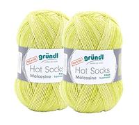 Max Gruendl, Hot Socks Malcesine 4-fach, Wolle (75% Schurwolle (superwash), 25% Polyamid) (2 Knäuel, zitronat multicolor)