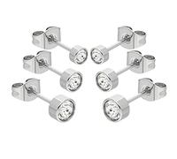 Max Palmer - 3 Paar Ohrstecker Set mit Swarovski Kristall [01.] - silber - klar