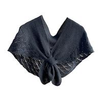 Max-Tonsen Damen Häkelschal, gestrickt, Fischschuppen, einfarbig, Poncho, geknotet, Cape, Schal, Damen, Schwarz