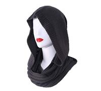 Max-Tonsen Damen Winter Strick Kapuze Infinity Schal Winddicht Schal Wrap Ohrenklappe Halswärmer Hoodie Schal Schwarz