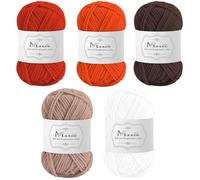 Maxee Häkelgarn 250g (50g*5 Farbe), Acryl Wolle Zum Stricken, Garn zum Häkeln und Stricken, Hand Knitting Yarn Set, Handstrickgarn Baumwollgarn für Häkeln, Wolle zum Stricken und Kunsthandwerk