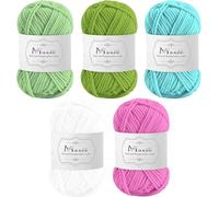 Maxee Häkelgarn 250g (50g*5 Farbe), Acryl Wolle Zum Stricken, Garn zum Häkeln und Stricken, Hand Knitting Yarn Set, Handstrickgarn Baumwollgarn für Häkeln, Wolle zum Stricken und Kunsthandwerk