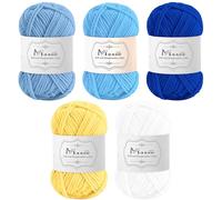 Maxee Häkelgarn 250g (50g*5 Farbe), Acryl Wolle Zum Stricken, Garn zum Häkeln und Stricken, Hand Knitting Yarn Set, Handstrickgarn Baumwollgarn für Häkeln, Wolle zum Stricken und Kunsthandwerk