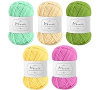 Maxee Häkelgarn 250g (50g*5 Farbe), Acryl Wolle Zum Stricken, Garn zum Häkeln und Stricken, Hand Knitting Yarn Set, Handstrickgarn Baumwollgarn für Häkeln, Wolle zum Stricken und Kunsthandwerk