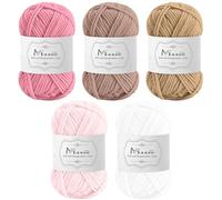 Maxee Häkelgarn 250g (50g*5 Farbe), Acryl Wolle Zum Stricken, Garn zum Häkeln und Stricken, Hand Knitting Yarn Set, Handstrickgarn Baumwollgarn für Häkeln, Wolle zum Stricken und Kunsthandwerk