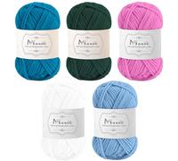 Maxee Häkelgarn 250g (50g*5 Farbe), Acryl Wolle Zum Stricken, Garn zum Häkeln und Stricken, Hand Knitting Yarn Set, Handstrickgarn Baumwollgarn für Häkeln, Wolle zum Stricken und Kunsthandwerk