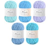 Maxee Häkelgarn 250g (50g*5 Farbe), Acryl Wolle Zum Stricken, Garn zum Häkeln und Stricken, Hand Knitting Yarn Set, Handstrickgarn Baumwollgarn für Häkeln, Wolle zum Stricken und Kunsthandwerk