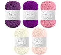 Maxee Häkelgarn 250g (50g*5 Farbe), Acryl Wolle Zum Stricken, Garn zum Häkeln und Stricken, Hand Knitting Yarn Set, Handstrickgarn Baumwollgarn für Häkeln, Wolle zum Stricken und Kunsthandwerk