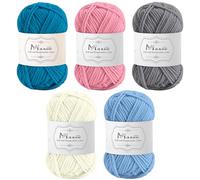 Maxee Häkelgarn 250g (50g*5 Farbe), Acryl Wolle Zum Stricken, Garn zum Häkeln und Stricken, Hand Knitting Yarn Set, Handstrickgarn Baumwollgarn für Häkeln, Wolle zum Stricken und Kunsthandwerk