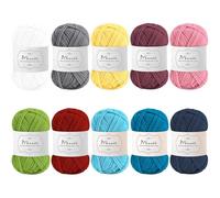 Maxee Häkelgarn 500g (50g*10 Farbe), Acryl Wolle Zum Stricken, Garn zum Häkeln und Stricken, Hand Knitting Yarn Set, Handstrickgarn Baumwollgarn für Häkeln, Wolle zum Stricken und Kunsthandwerk