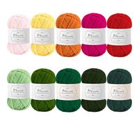 Maxee Häkelgarn 500g (50g*10 Farbe), Acryl Wolle Zum Stricken, Garn zum Häkeln und Stricken, Hand Knitting Yarn Set, Handstrickgarn Baumwollgarn für Häkeln, Wolle zum Stricken und Kunsthandwerk