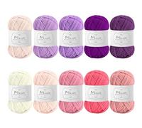 Maxee Häkelgarn 500g (50g*10 Farbe), Acryl Wolle Zum Stricken, Garn zum Häkeln und Stricken, Hand Knitting Yarn Set, Handstrickgarn Baumwollgarn für Häkeln, Wolle zum Stricken und Kunsthandwerk
