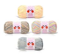 Maxee Handstrickgarn, 400g(4x100g) Häkelgarn, 6 Stränge Bunt Farbverlauf Acrylgarn zum Stricken, Weicher Wolle zum Häkeln, Mehrfarbiges Garn zum Stricken Häkeln und Basteln