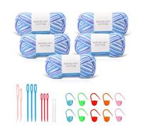 Maxee Handstrickgarn, 500g(5x100g) Häkelgarn, 8 Stränge Bunt Farbverlauf Garn zum Stricken, Weicher Wolle zum Häkeln, Mehrfarbiges Garn zum Stricken Häkeln und Basteln