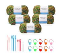 Maxee Handstrickgarn, 500g(5x100g) Häkelgarn, 8 Stränge Bunt Farbverlauf Garn zum Stricken, Weicher Wolle zum Häkeln, Mehrfarbiges Garn zum Stricken Häkeln und Basteln