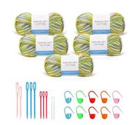 Maxee Handstrickgarn, 500g(5x100g) Häkelgarn, 8 Stränge Bunt Farbverlauf Garn zum Stricken, Weicher Wolle zum Häkeln, Mehrfarbiges Garn zum Stricken Häkeln und Basteln