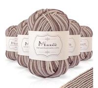Maxee Handstrickgarn, 5x50 g Häkelgarn, Bunt Farbverlauf Acrylgarn zum Stricken, Weicher Wolle zum Häkeln, Mehrfarbiges Garn zum Stricken Häkeln und Basteln
