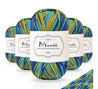 Maxee Handstrickgarn, 5x50 g Häkelgarn, Bunt Farbverlauf Acrylgarn zum Stricken, Weicher Wolle zum Häkeln, Mehrfarbiges Garn zum Stricken Häkeln und Basteln