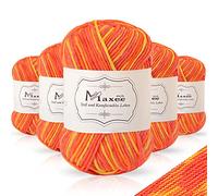 Maxee Handstrickgarn, 5x50 g Häkelgarn, Bunt Farbverlauf Acrylgarn zum Stricken, Weicher Wolle zum Häkeln, Mehrfarbiges Garn zum Stricken Häkeln und Basteln