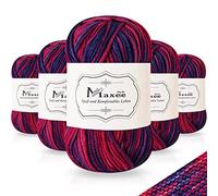 Maxee Handstrickgarn, 5x50 g Häkelgarn, Bunt Farbverlauf Acrylgarn zum Stricken, Weicher Wolle zum Häkeln, Mehrfarbiges Garn zum Stricken Häkeln und Basteln