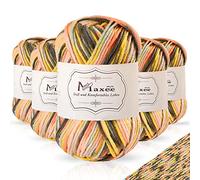 Maxee Handstrickgarn, 5x50 g Häkelgarn, Bunt Farbverlauf Acrylgarn zum Stricken, Weicher Wolle zum Häkeln, Mehrfarbiges Garn zum Stricken Häkeln und Basteln