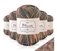Maxee Handstrickgarn, 5x50 g Häkelgarn, Bunt Farbverlauf Acrylgarn zum Stricken, Weicher Wolle zum Häkeln, Mehrfarbiges Garn zum Stricken Häkeln und Basteln