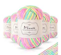 Maxee Handstrickgarn, 5x50 g Häkelgarn, Bunt Farbverlauf Acrylgarn zum Stricken, Weicher Wolle zum Häkeln, Mehrfarbiges Garn zum Stricken Häkeln und Basteln