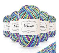 Maxee Handstrickgarn, 5x50 g Häkelgarn, Bunt Farbverlauf Acrylgarn zum Stricken, Weicher Wolle zum Häkeln, Mehrfarbiges Garn zum Stricken Häkeln und Basteln