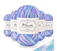 Maxee Handstrickgarn, 5x50 g Häkelgarn, Bunt Farbverlauf Acrylgarn zum Stricken, Weicher Wolle zum Häkeln, Mehrfarbiges Garn zum Stricken Häkeln und Basteln