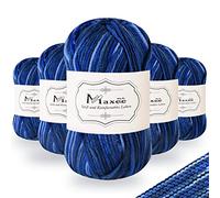 Maxee Handstrickgarn, 5x50g Häkelgarn, Bunt Farbverlauf Acryl Garn zum Stricken, Weicher Wolle zum Häkeln, Mehrfarbiges Garn zum Stricken Häkeln und Basteln(Meeresblau)