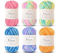 Maxee Handstrickgarn, 6x50 g Häkelgarn, Bunt Farbverlauf Acrylgarn zum Stricken, Weicher Wolle zum Häkeln, Mehrfarbiges Garn zum Stricken Häkeln und Basteln