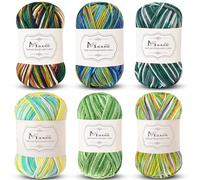 Maxee Handstrickgarn, 6x50 g Häkelgarn, Bunt Farbverlauf Acrylgarn zum Stricken, Weicher Wolle zum Häkeln, Mehrfarbiges Garn zum Stricken Häkeln und Basteln