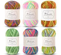 Maxee Handstrickgarn, 6x50 g Häkelgarn, Bunt Farbverlauf Acrylgarn zum Stricken, Weicher Wolle zum Häkeln, Mehrfarbiges Garn zum Stricken Häkeln und Basteln