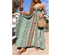 Maxi-Kleid mit floralem Muster und Fransen XL