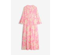 Maxikleid BONPRIX "Maxikleid aus fließender Viskose", Damen, Gr. 46, N-Gr, rosa (knallrosa, hellsand geblümt), Obermaterial: 100% Viskose, A-Linie, Kleider Maxikleid, für modischen Auftritt, aus Visko