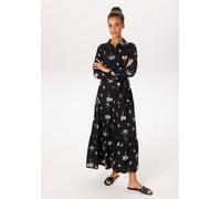 Maxikleid ANISTON CASUAL, Damen, Gr. 36, N-Gr, schwarz-weiß (schwarz, beige), Web, Obermaterial: 100% Viskose, bedruckt, figurumspielend knöchelfrei, 1-Knopf-Manschette, Kleider Maxikleid, mit Palmen 