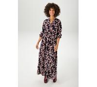 Maxikleid ANISTON CASUAL, Damen, Gr. 38, N-Gr, blau (marine, sand, braun, dunkelbraun), Web, Obermaterial: 100% Viskose, bedruckt, geblümt, lässig geschnitten knöchellang, V-Ausschnitt, elastischer Bu