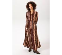 Maxikleid ANISTON CASUAL, Damen, Gr. 38, N-Gr, dunkelbraun, hellbeige, braun, beige, Web, Obermaterial: 100% Viskose (LENZING™), bedruckt, gemustert, figurumspielend knöchelfrei, V-Ausschnitt, 1-Knopf