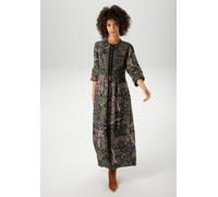 Maxikleid ANISTON CASUAL, Damen, Gr. 38, N-Gr, dunkelgrün, lila, vanille, gelb, hellgrün, grün, fuchsia, flieder, blau, Web, Obermaterial: 100% Viskose. Besatz: 100% Polyester. Kragen: 95% Polyester,