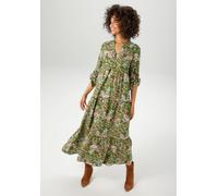 Maxikleid ANISTON CASUAL, Damen, Gr. 38, N-Gr, schwarz (grün, dunkelgelb, türkis, schwarz, pink, weiß, blau), Web, Obermaterial: 100% Viskose, Paisley, bedruckt, lässig geschnitten knöchelfrei, V-Auss