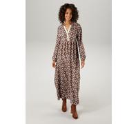 Maxikleid ANISTON CASUAL, Damen, Gr. 40, N-Gr, bunt (hellbraun, wollweiß, petrol, braun), Web, Obermaterial: 100% Viskose, bedruckt, gemustert, lässig geschnitten knöchellang, V-Ausschnitt, elastische