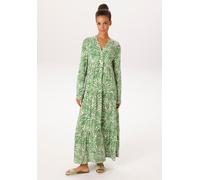 Maxikleid ANISTON CASUAL, Damen, Gr. 40, N-Gr, grün (wollweiß, smaragdgrün), Web, Obermaterial: 100% Viskose, bedruckt, gemustert, lässig geschnitten knöchelfrei, V-Ausschnitt, Krempelärmel 1-Knopf-Ma